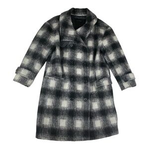 Banana Republic Black and White Plaid Pea Coat